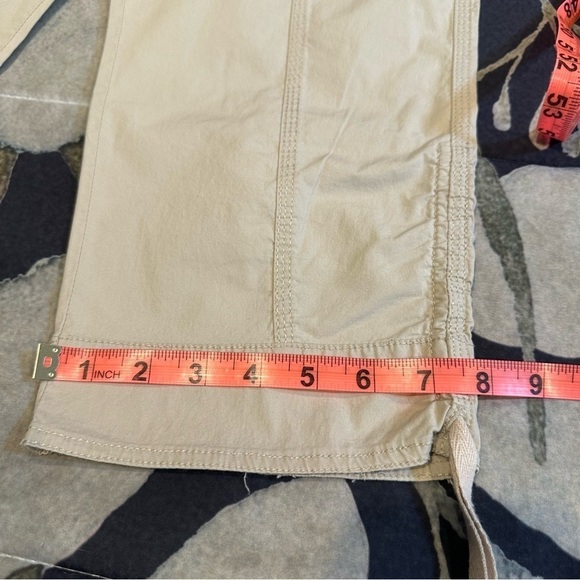 Chico's lightweight utility style mid rise pants light tan cropped capri length - Picture 8 of 15